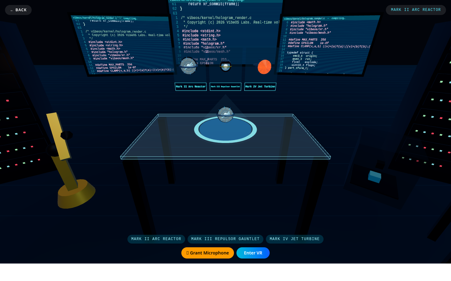 VibeVR interface showcase