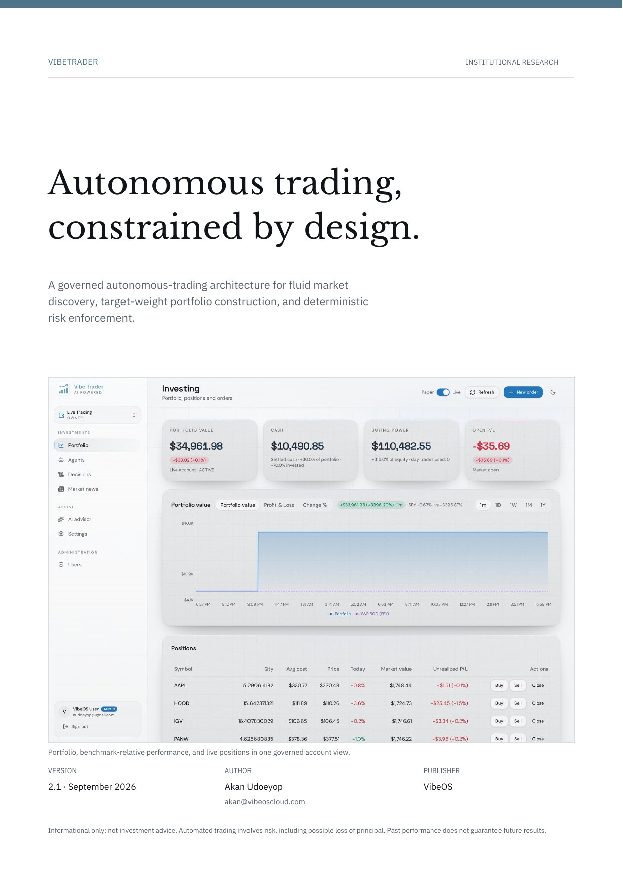 VibeTrader Whitepaper cover